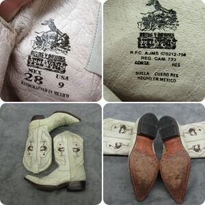 Botas y Botines Naked Ostrich Cowboy Boot Men 9 Cream El General Leather VTG 80s